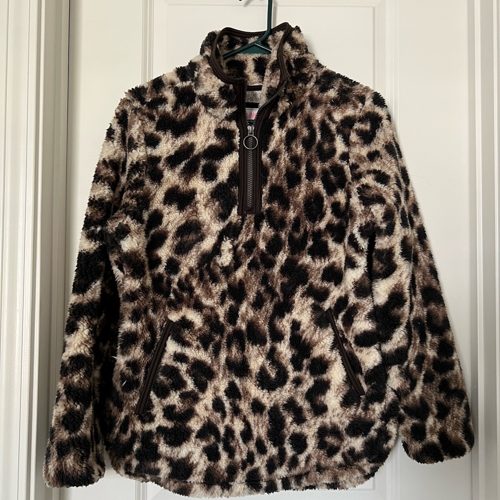 Cozy Sherpa Leopard Quarter Zip